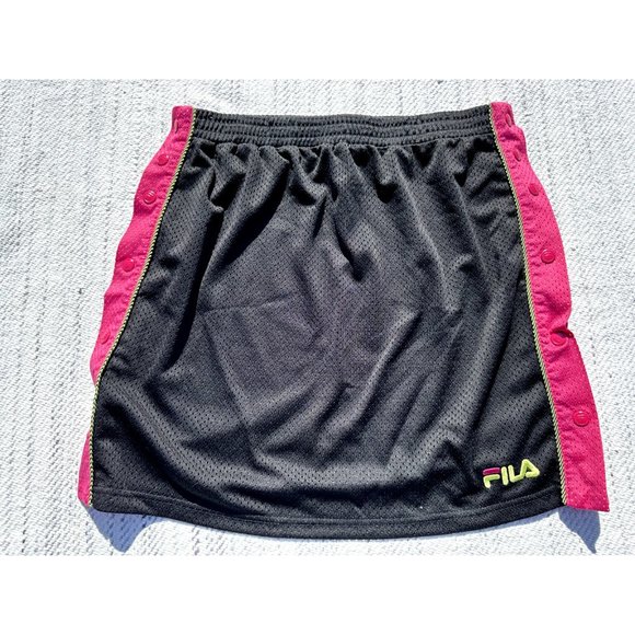 Fila Skirt Large Black Jersey Side Pink Buttons Active Everyday Adult Womens - Picture 1 of 13